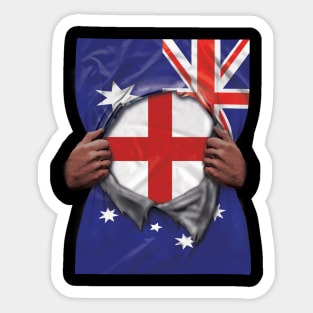 England Flag Australian Flag Ripped - Gift for English From England Sticker